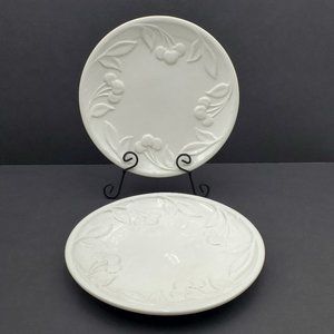 Pfaltzgraff PFA39 Embossed Cherries on White Plates Cherry Lunch Dinner Plates